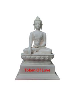 Big White Buddha Statue 10 Inch Fiber With Base Token Of Love Nepal