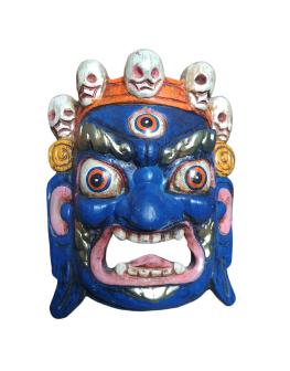 Bhairab Mask Wooden Blue 8 Inch Bhairav Mahakal Mask