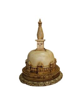 White Resin Buddhist Stupa Or Chaitya 7 Inches