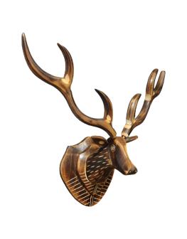 Wooden Deer Wall Hanging Head Statue 18x22x10 Inch