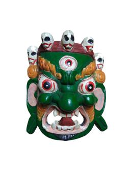 Wooden Nepali Mahankal Bhairab Mask 8 Inch Bhairav Mask Green