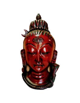 Red Resin Nepali Shiva Mahadev Head Mask Wall Mounted 10 Inches Wall Hanging Decor