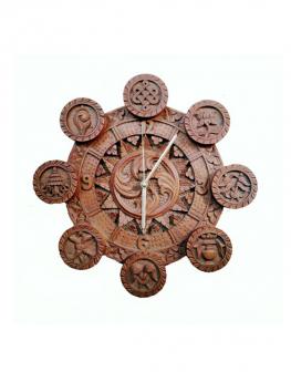 Astamangal Wall Hanging Wooden Clock