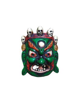 Wooden Nepali Mahankal Bhairab Mask 5 Inch Bhairav Mask Green