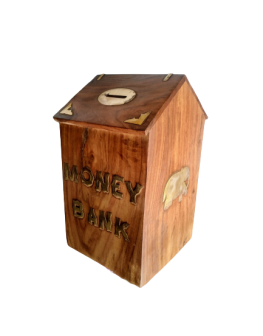 Wooden Money Bank House Design Biggest 10x6 Inch