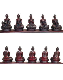 Pancha Buddha Five Buddha Set 4 x18 Inch Red