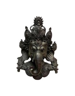 Wall Hanging Resin Nepali Ganesh Mask Black 12 Inches