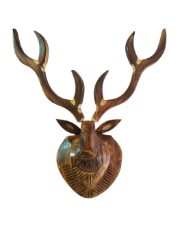 Wooden Wall Hanging Deer Head Statue 18x22x10 Inch