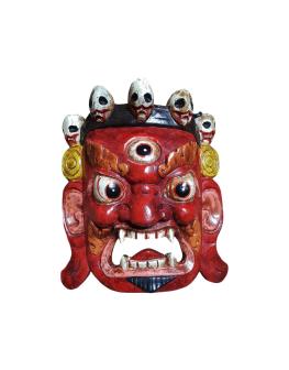 Wooden Nepali Mahankal Bhairab Mask 8 Inch Bhairav Mask Red