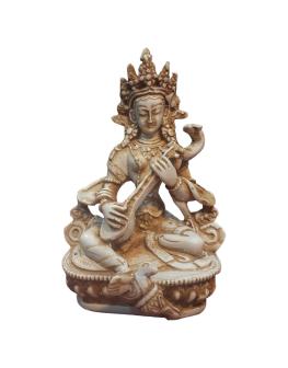 Saraswoti Goddess Statue Resin 6 Inches Whitish