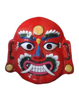 Traditional Handmade Wall Hanging Lakhe Mask 12 Inch Green