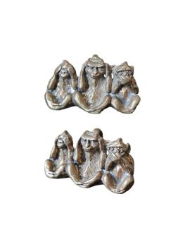 Smallest Three Wise Monkey Brass 0.5 Inch