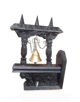 Wooden Wall Hanging Bell 9 Inches Black