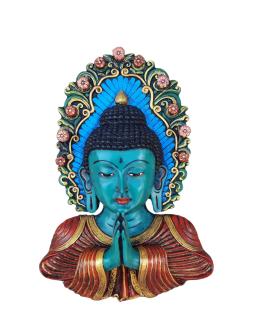 Namaste Buddha Head Mask Colorful Green 10 Inches