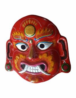 Handmade Lakhe Mask - Traditional Nepali Wall Hanging - 12 Inch