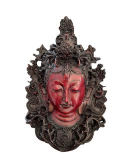 Red Resin Tara Mask Wall Hanging 10 Inch