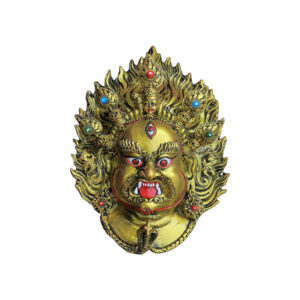 Golden Fiber Bhairab Mahankal Mask - 12 Inch Akash Bhairav Head