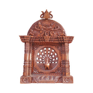Mayur Jhyal With Toran Cheppu Hitimanga Wooden Peacock Window 14×11 Inches Mhekha Jhya Peacock Handicraft Bhaktapur