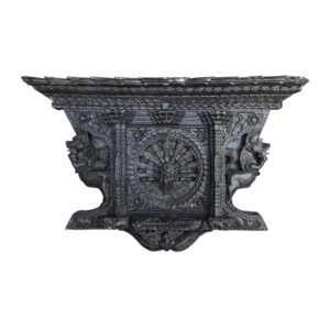 Peacock Window with Dragon – 19x12 Inch Black Fiber Handicraft