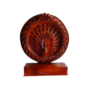 Round Fiber Peacock Window with Base – 16 Inch Handmade Nepali Art