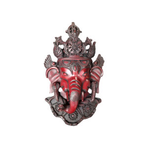 Traditional Nepali Ganesh Mask with Snakes on Neck 11 Inch Hand Carved Wall Decor