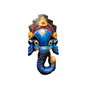 Blue Colour Wooden Ganesh mask 12 Inches