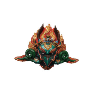 Nepalese Garuda Wall Hanging Colorful Green Resin, 7x10 Inch