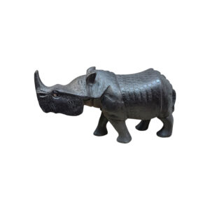 Wooden One Horned Rhino | Black (4x8 inches) | Handmade in Nepal