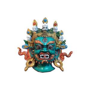 Traditional Nepal Bhairab Mask Colorful Green Decor Wall Hanging Bhairav(7x9 Inch)