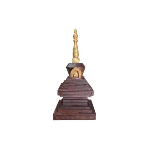 Wooden Nepali Brown Buddhist Stupa 9x4 Inch