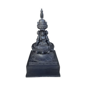 Nepali Buddhist Stupa Chiva Dyo Fiber With Base 10 Inch Black