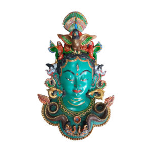 Green Tara Mask With Snake 14 Inch Nepali Resin Mask