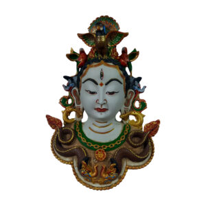 White Tara Mask With Snake 14 Inch Nepali Resin Mask Bhaktapur