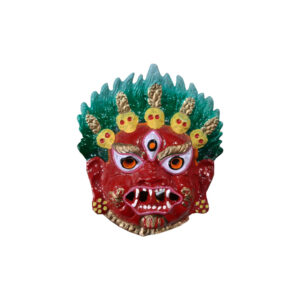 Red Mahakala Bhairab Mask – Small 5 Inch Metal Wall Hanging Bhairav