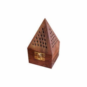 Handcrafted Wooden Pyramid Incense Holder & Bakhoor Burner, 5 Inch Nepal