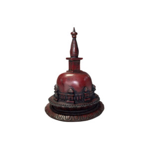 Red Resin Nepali Buddhist Stupa Or Chaitya 7 Inches