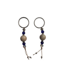 Round White Stone Ball Keychain Set Or Keyring