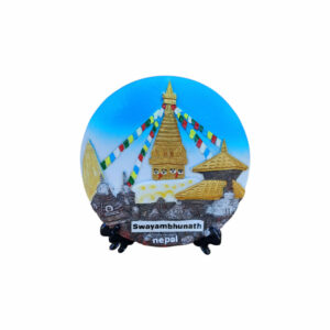Swayambhunath 3D Ceramic Wall Decor With Stand Big 6 Inch Gifts And Souvenir From Kathmandu Nepal