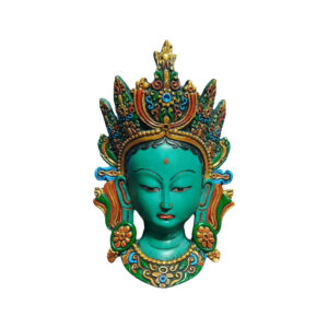 Tara Mask Wall Hanging Green Colorful 10x6 Inch Nepal Green Tara