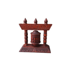 Wooden Prayer Wheel Mane 5 Inch Buddhist Tibetan Handmade Table Decor – Made in Nepal (Hand-Carved)