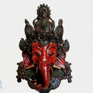 Resin Ganesh Mask Red 1 feet sold by Peacock Handicraft