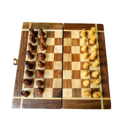 Wooden Chess Board Game 2 Players 10 Inches