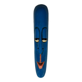 Wooden Long Face Old Man 20x4 Inch Blue