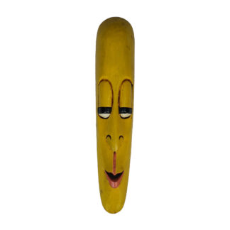 Wooden Long Face Old Man 20x4 Inch Yellow