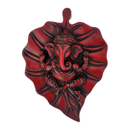 Leaf Ganesh Wall Hanging 8.5 Inches Red