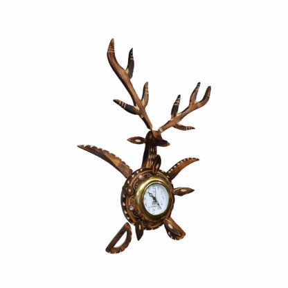 Wooden Deer Wall Clock Or Watch 28x11 Inch By Peacock Handicraft Bhaktapur