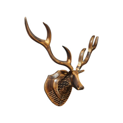 Wooden Deer Wall Hanging Head Statue 18x22x10 Inch