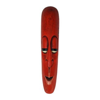 Wooden Long Face Old Man Somalian Mask Red 20x4 Inch Nepal