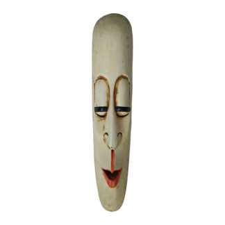 Wooden Long Face Old Man Somalian Mask White 20x4 Inch Nepal