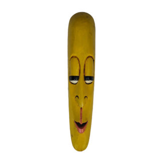 Wooden Long Face Old Man Somalian Mask Yellow 20x4 Inch Nepal